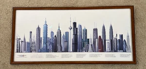 Framed Skyscrapers of the World Print 2008 Sears Tower Empire State CN Tower - Picture 1 of 3