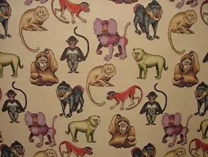 Scimmie ""Arazzo animale"" Designer tessuto tappezzeria tende cuscini lanci - Foto 1 di 7