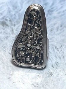 Großer silberfarbener kleiner Nugget Ring, Rock, Punk, signiert BII - Bild 1 von 9