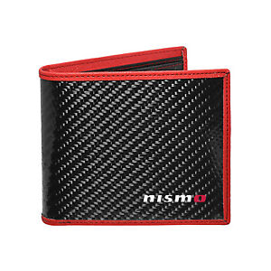 for Nissan Nismo Logo Real Black Carbon Fiber Wallet With Red 