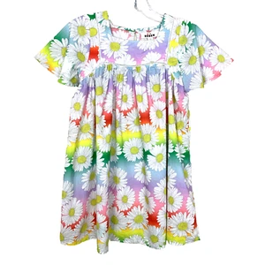 Mini Boden Girls 7 8 Y Dress Short Sleeve Daisy Rainbow Colorful Hippie Summer - Picture 1 of 14