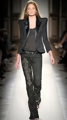 Balmain Leather Blazer Women 2009 Decarnin Era Power Shoulder Original - Image 1 of 4