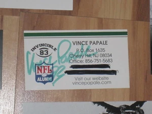Philadelphia Eagles VINCE PAPALE Signed Business Card NFL AUTOGRAPH - Picture 1 of 1