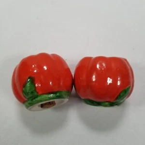 Vintage Salt & Pepper Shakers Mid Century Pumpkin Japan Orange Fall Harvest Deco - Picture 1 of 8