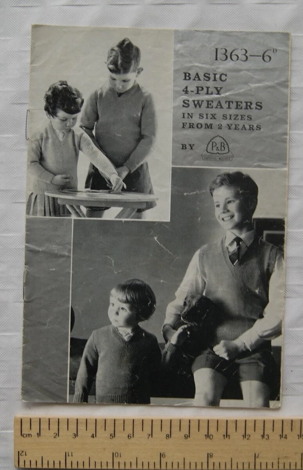 Vintage: P&B 1363 boys & girls sweaters, 4 ply, 22-32 inch chest - Image 1 of 1