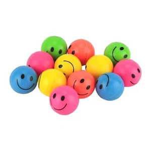 Bright Smile Face Mini Rubber High Bounce Balls Kids Party Favours (Pack of 12) - Picture 1 of 3