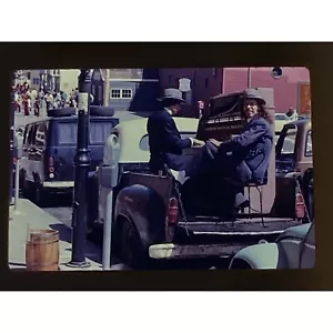 Vtg Eclectic 1960's Kodak Slide 2 Men Playing Piano in Back of old Pick Up Truck - Picture 1 of 3