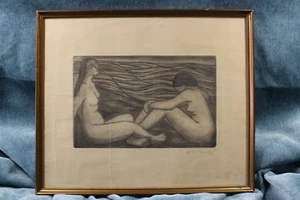 Engraving couple nude women. M.C. Sonvisé. Gravure couple de femmes nues.Grabado - Bild 1 von 4