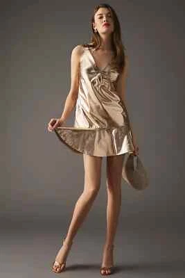 Vestido Anthropologie Mare Metálico Oro Rosa Cuello en V Talla Mediana Nuevo con Etiquetas Foto 1 de 4