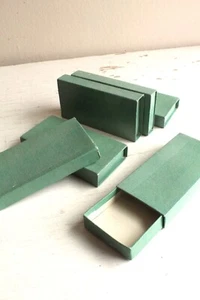 Set of 6 Unused Vintage Large Matchbox Specimen Boxes Green Paperboard 4 in Long - Picture 1 of 7