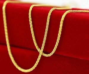 18K Solid Gold Wheat Chain Necklace For Women 18''L GUARANTEED 18KT PURE GOLD  