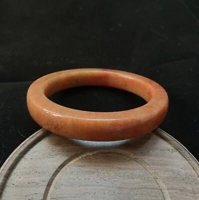 Único Brazalete SheTai Jade Natural 57.mm ID Naranja Rojo Plano Foto 1 de 4