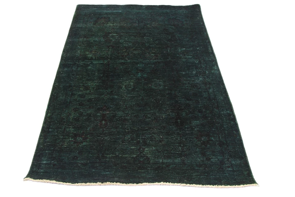 4x6 Ft Dark Green Overdye Khorjin Area Rug Afghan Hand Knotted Veg Dye Small Rug - Image 1 of 4