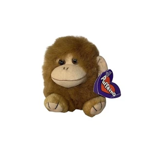 Puffkins Stuffed Toy Animal Monkey Ear Tag Tush Tag Brown 5" x 5" Chimpanzee - Picture 1 of 9