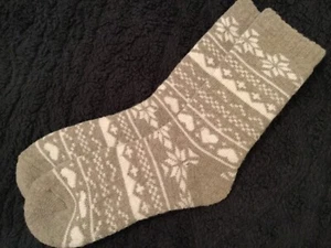 DAMEN HOHE QUALITÄT MERINOWOLLE NATUR THERMO KLOBIG WARME BETT PLIPPERSOCKEN - Bild 1 von 16