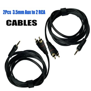 Pair 8ft 3.5mm Aux to 2 RCA Cable Adapter Audio Cables for Stage Speaker System - Picture 1 of 10