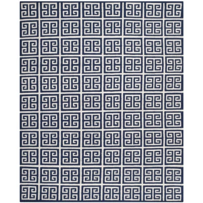 SAFAVIEH Dhurries DHU626D Handwoven Navy / Ivory Rug - Image 1 of 4