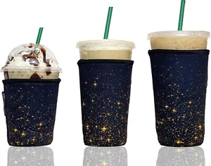 Baxendale Iced Coffee Sleeves for Cold Drink Cups - 3 Pack Reusable Neoprene - Picture 1 of 7