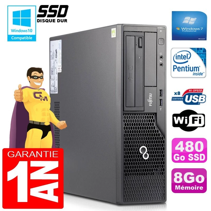PC Fujitsu Esprimo E500 E85 + SFF Intel G640 RAM 8Go Disco 480 Go SSD Wifi W7 - Imagen 1 de 1
