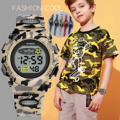 SYNOKE Waterproof Digital Wristwatch LED Alarm Stopwatches For Kids US Best Gift - Image 1 of 4