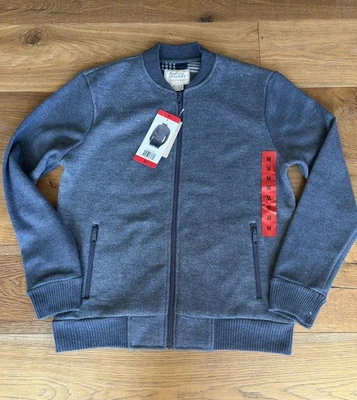 NWT Boston Trader's Men's Grey Fleece Lined Baseball Style  Bomber jacket Sz M   - Image 1 of 4