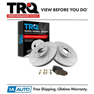 Kit de pastillas de freno delanteras de cerámica y rotor de rendimiento TRQ para Hyundai Veracruz Foto 1 de 4