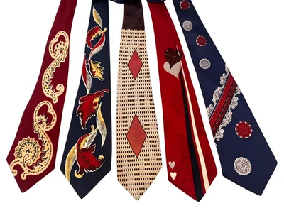 5X  1940s Vintage Men’s Neck Tie Lot | Swing Era Silk Rayon MCM Novelty Neckties - Image 1 of 4