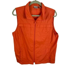 Chico's orange Baumwolle Nylon durchgehender Reißverschluss leichte Utility Weste Taschen Größe L - Bild 1 von 8