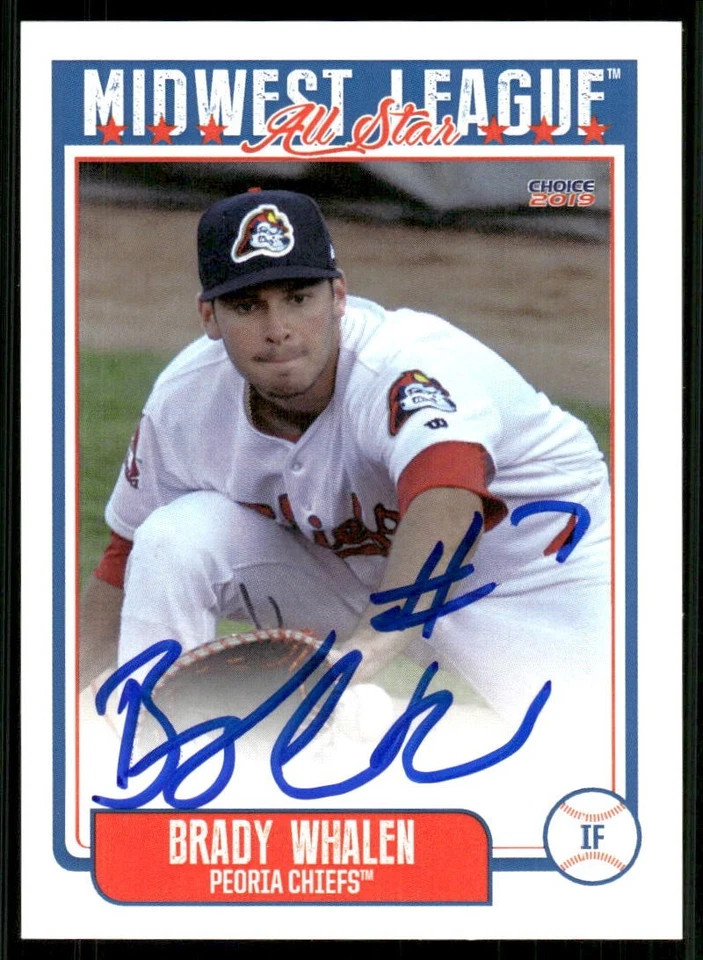 2019 Peoria Chiefs BRADY WHALEN Signed Card autograph auto CARDINALS - Image 1 of 1