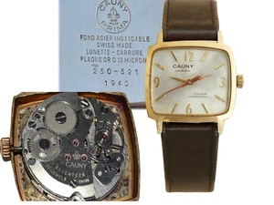 Reloj CAUNY Hombre Hecho en Suiza Placa Oro 10 Micras Años 50 CU01 T0G - Imagen 1 de 9