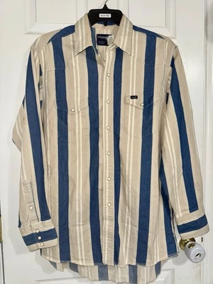 Camisa Wrangler Denim Brushpopper Western Vintage 16.5-34 Foto 1 de 4