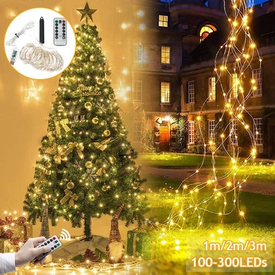 Warm White Christmas Waterfall Lights USB LED String Lights Outdoor Xmas Tree - Image 1 of 4