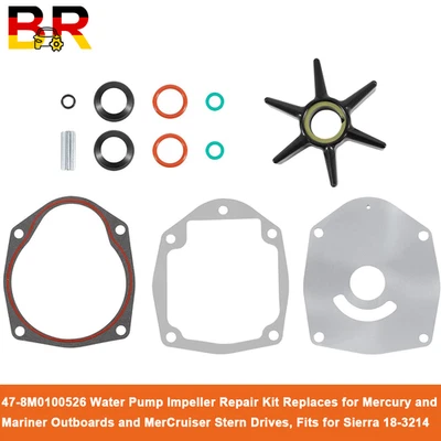 BR-AUTO 8M0100526 Water Pump Impeller Repair Kit for Mercury Alpha Outboard Stern Drive