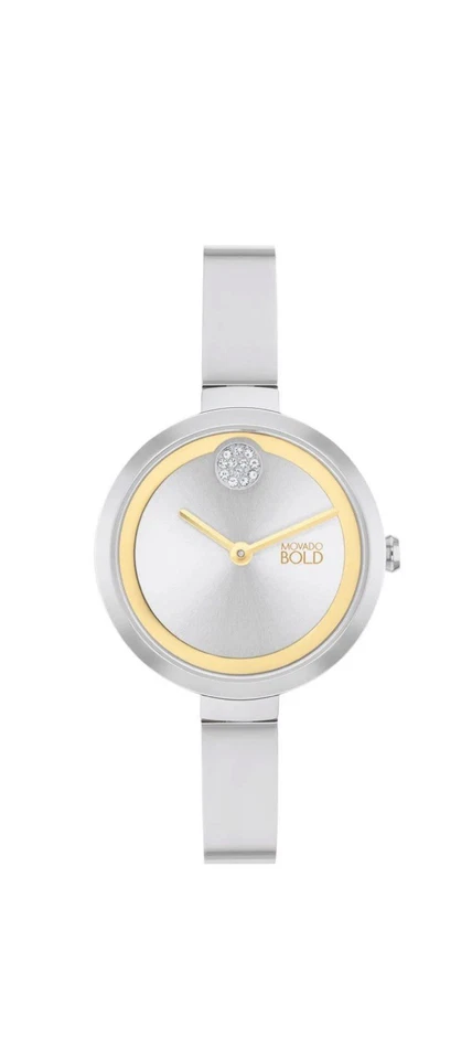 MOVADO BOLD 3601010 SILVER DIAL SILVER STAINLESS STEEL BANGLE WOMENS WATCH