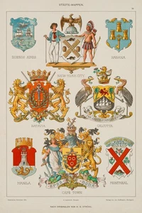 H. STRÖHL (1851-1919), Stadtwappen, um 1900, Lith. Historismus Politik 1900-1924 - Picture 1 of 4