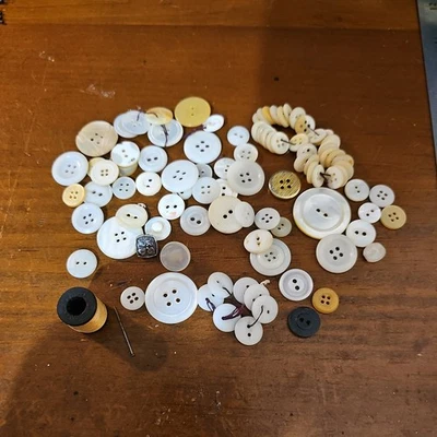 Assorted Vintage Modern White Ivory Neutral Tone Buttons  - Image 1 of 3