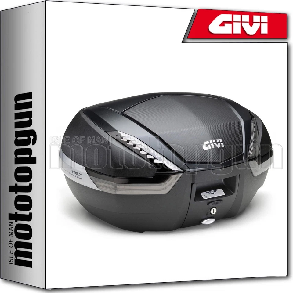 Givi V47 Tech Monokey Top Case en Aluminium pour Moto - 47L, Noir (V47NNT)