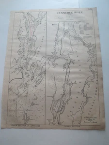 ORIGINAL 1917 GEO. W. ELDRIDGE HARBOR CHART "KENNEBEC RIVER, MAINE" BOOK NO. 3 - Picture 1 of 5