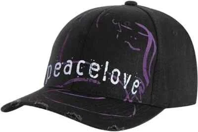 John Lennon Beatles Hombres Negro Púrpura Paz y Amor Distressed Gorra Sombrero Nuevo con Etiquetas Foto 1 de 4