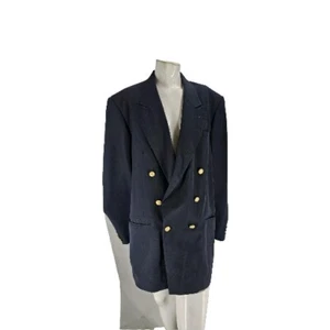 Givenchy Men's Blazer 42 Vintage Navy Blue Wool Double Breasted Peak Lapel - Picture 1 of 8