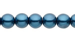 Cuentas redondas de perlas de cristal de vidrio de 8 mm azul oscuro de 2 hebras con agujero de 1,1-1,4 mm NS - Imagen 1 de 2