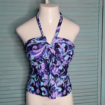 Traje de baño Tankini Ocean Avenue ~ Talla M ~ Púrpura y azul Foto 1 de 4
