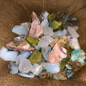 1000 Karat Menge gemischter Opal (grün, blau, rosa, klar) grob + KOSTENLOSER facettierter Edelstein - Bild 1 von 6
