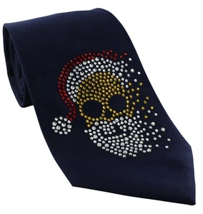 Michelsons of London Navy Father Christmas Santa Polyester Tie - Picture 1 of 3