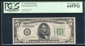 FR. 1957-B 1934-A $5 FRN FEDERAL RESERVE NOTE NEW YORK, NY PCGS UNC-64PPQ - Picture 1 of 2
