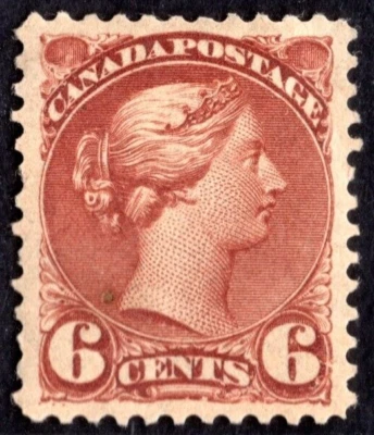 CANADA 1888 SC. #43 SIX CENTS MINT HINGED FRESH COLOR NEAT PERFS & CENTERING - Image 1 of 2