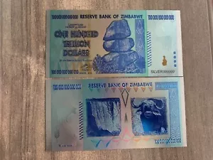 Zimbabwe 100 trillion Silver Foil Note - Collectables / Great Gift - Picture 1 of 1