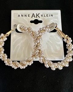 Anne Klein Pearl Wire Hoop Earrings - Picture 1 of 3