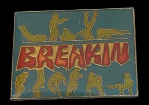 Vintage 1990s Pin Breakin Break Dancing Teal Red & Gold Tone Enamel No Back - Picture 1 of 7