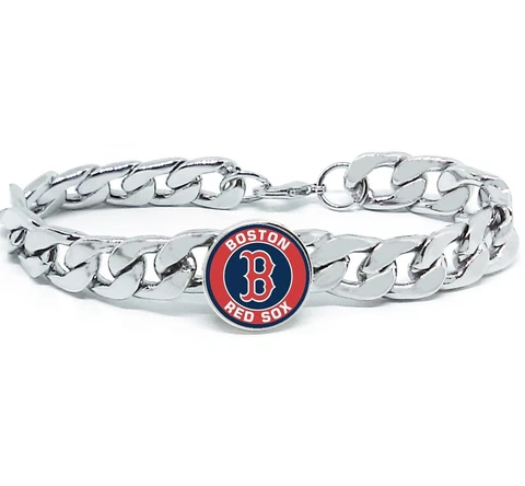 Boston Red Sox Stainless Wide Womens Mens Link Chain Bracelet Baseball Gift D4 Cover
